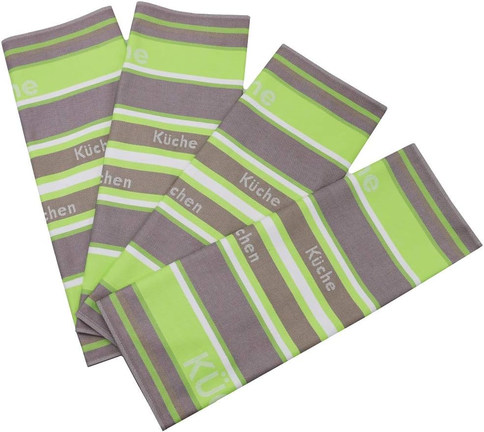 ZOLLNER set of 4 dishtowels, cotton, green stripes, approx. 50x70 cm, 50 x 70 cm - Image 4