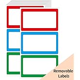 Removable Colored Labels Stickers, 3X5 Inch Removable Large Label Stickers for Moving Boxes and Storage Bins- Waterproof- Writable- Tear Resistant (Blue/Red/Green)