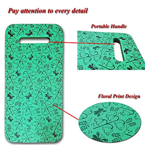 Hongwo 2 Pack EVA Foam Kneeler Pad Floral Print Extra Thick Garden Kneeling Cushion Knee Mat for Baby Bath, Prayer, Yoga, Gym- 16"x8"x1"- Green - Thumbnail 4