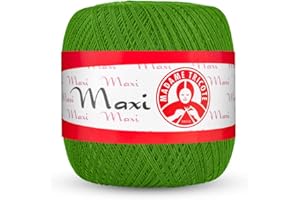 Maxi Madame Tricote Paris 100% Mercerized Cotton Yarn for Crochet and Knitting. NE 10/3 Nm 17/3 Suitable for All Crochet Techniques- Color Number 6332 Size No. 5. Poison Green (Pantone 16-6444)