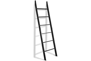 VASGOR 68" Blanket Ladder Wooden Decorative, Wall Leaning Blanket Holder Rack (Black)