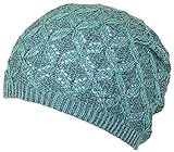 D&Y Women's Sparkly Diamond Knit Slouchy Cap Lightweight (One Size)