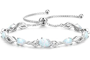 FANCIME Birthstone Teardrop Tennis Bracelet for Women, Sterling Silver 9x7mm main Gemstone Bolo Adjustable Chain Bracelet Fine Jewelry Birthday Gifts for Women Mom Wife Her