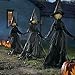 Set of 3 Lighted Glowing Black Witches Witch Coven Outdoor Halloween Prop Decoration Halloween Display