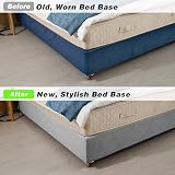 DUJUIKE Divan Bed Base Cover Velvet Elastic Fit Super King 200-210cm Light Grey view 5