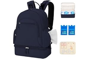 GDNASIST Breast Pump Backpack Fit for Spectra S1/S2 with Removable Cooler Compartment, Breast Pump Bag Fit Pump Accessories for Working & Nursing Moms, Breast Milk Cooler Bag for Travel and Family Use Blue