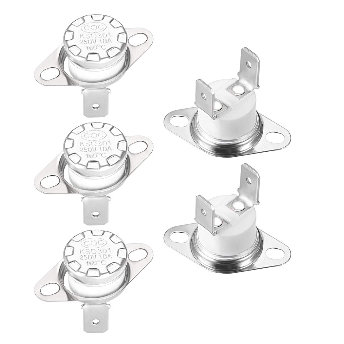 sourcing map KSD301 Thermostat 160°C/320°F 10A Normally Closed N.C Adjust Snap Disc Temperature Switch for Microwaves,Oven,Coffee Maker 5pcs,Ceramic Material