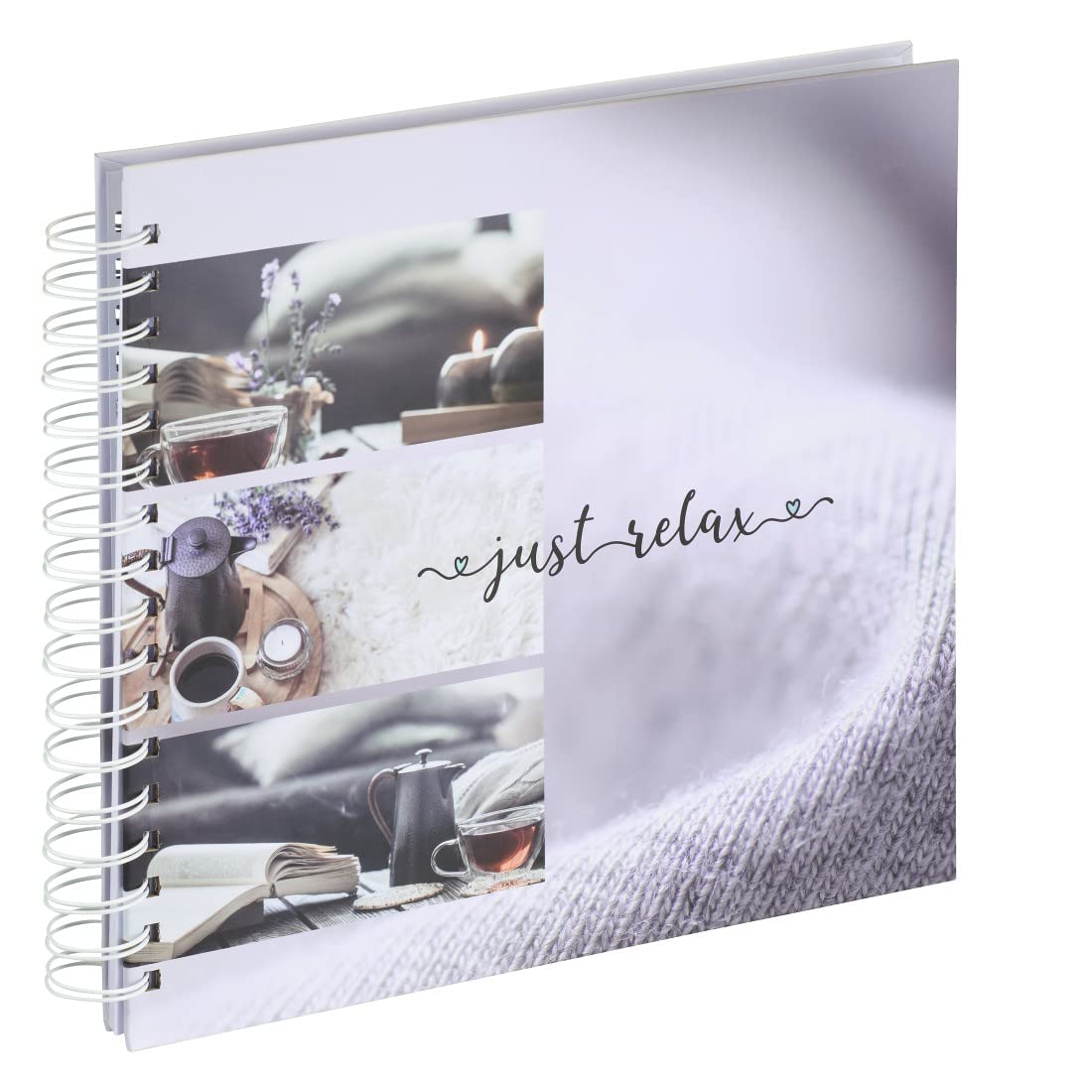 Hama "Relax" Spiral Photo Album (Holidays, Birthdays, Christenings, 28 x 24 cm, 50 White Pages to Customise and Stick Up to 100 10 x 15 cm Photos) Multicoloured Just Relax