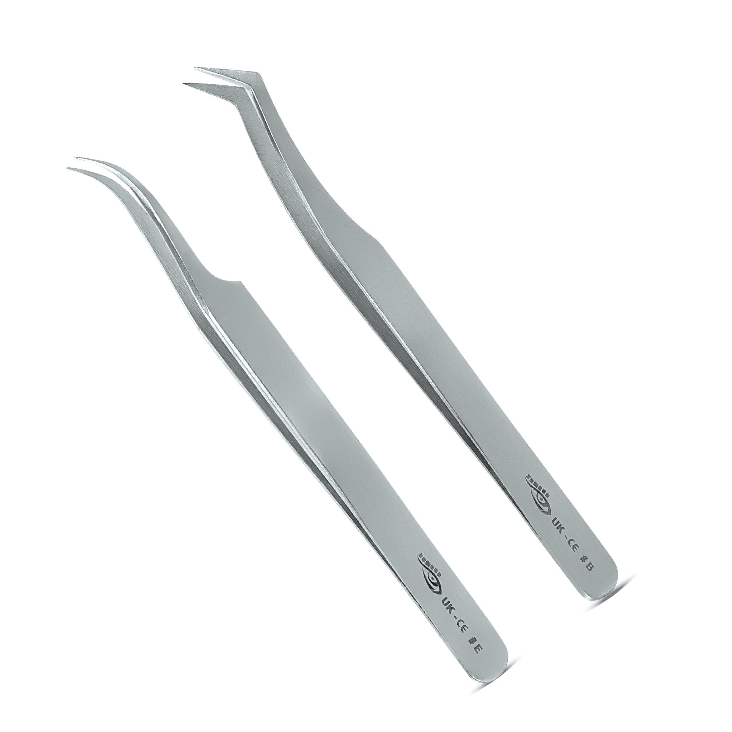 Professional Eyelash Tweezers - Straight & Curved for Extensions