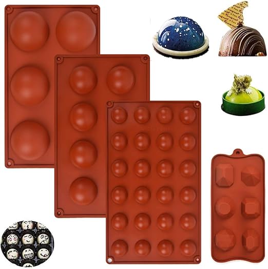 4 Packs Sphere Silicone Mold Chocolate Balls Mold, Hot