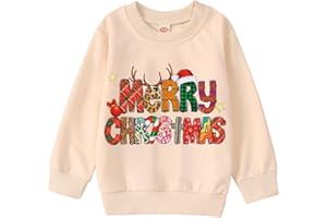 MODNTOGA Toddler Baby Boy Girl Christmas Sweatshirt Merry Christmas Letter Shirt Long Sleeve Crewneck Pullover Xmas Tops