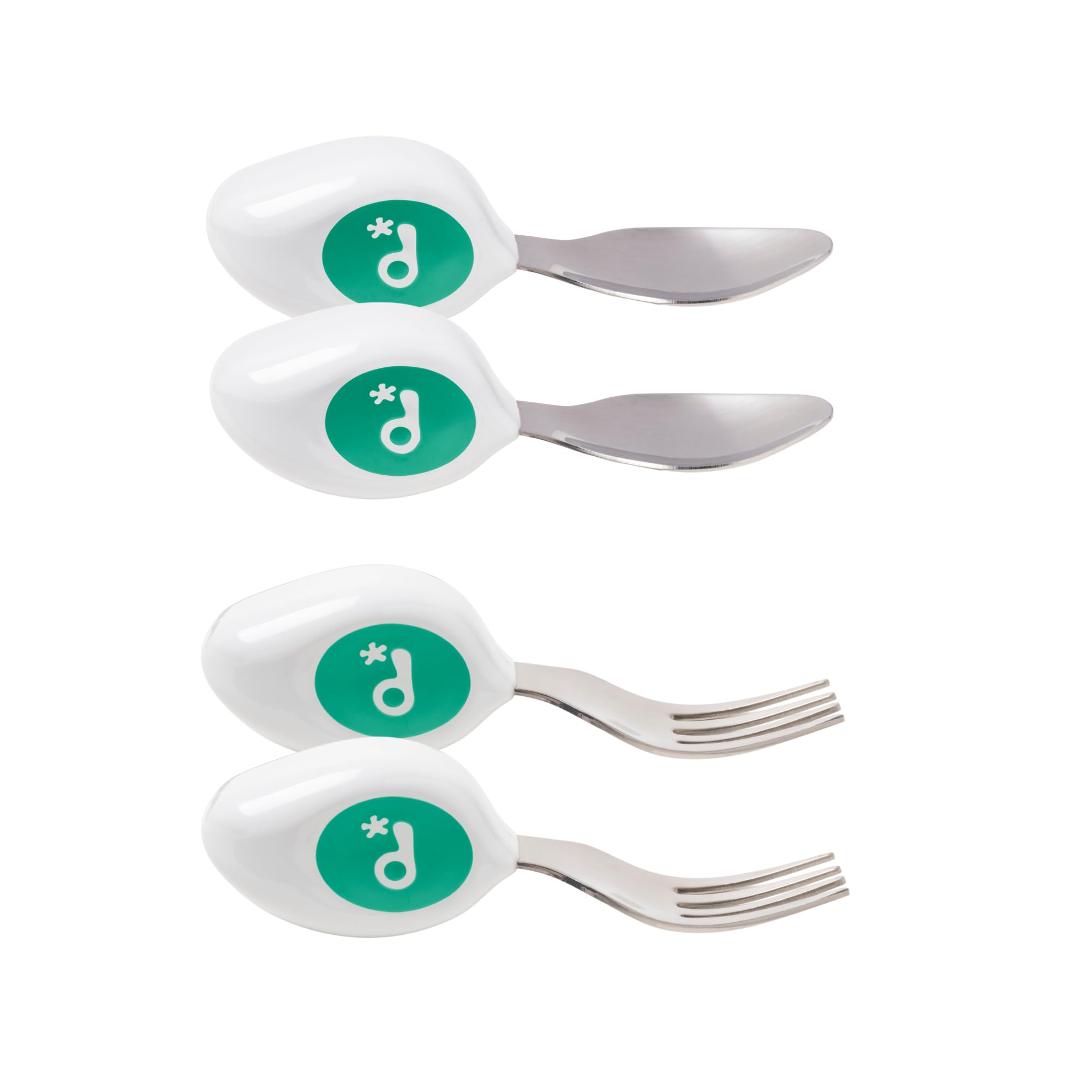 doddl Toddler Cutlery Set (12-24 Months) – 2-Piece Spoon & Fork for Self-Feeding – Easy-Grip Handles for Toddlers (Fresh Green (Twin Pack))