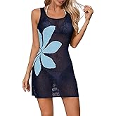 Beach Cover Ups for Women Crochet Swimsuit Coverup Mesh Knit Dress Floral Swimwear Cover Up Summer Vacation Outfits