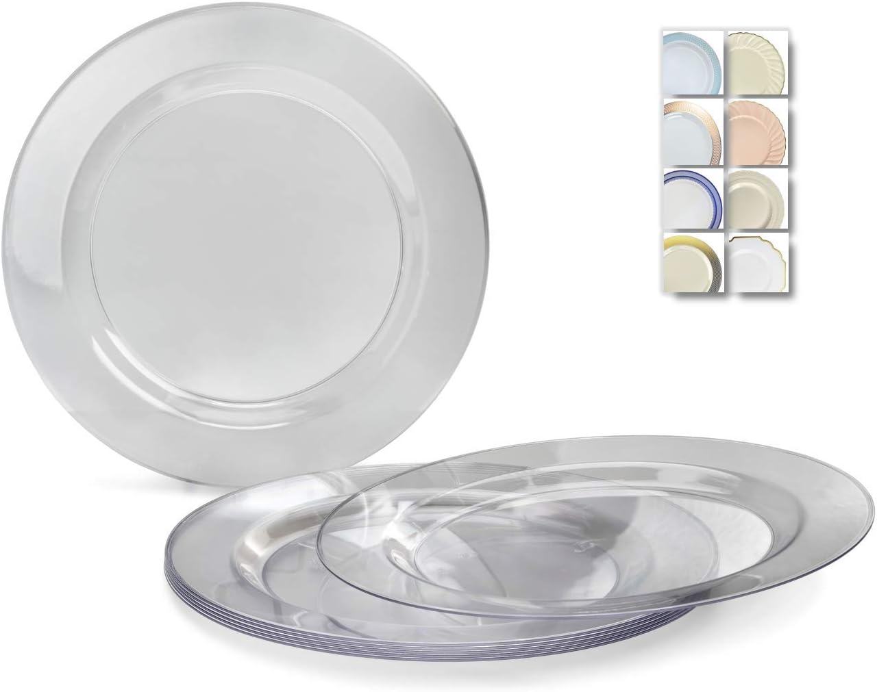 " OCCASIONS" 40 Plates Pack, Heavyweight Disposable Wedding Party Plastic Plates (7.5'' Appetizer/Dessert Plate, Clear)