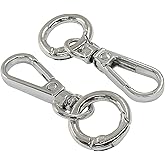 ISDVBUY 2 Pcs Swivel Snap Hooks with Key Rings, Opening Metal Swivel Lobster Claw Clasps for Key Chain Clip, Lanyard, DIY Crafts, Jewelry Making, Bags and Accessories(Silver)