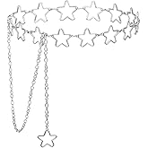 MBAIYO Women Star Waist Chain, Silver Chain Belt Adjustable Metal Plus Size Belly Chains Belt Belly Chains Suitable Formal Wear Jeans Dresses Casual Pants Girls Gifts for Women (Silver)