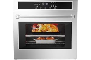 GustoWave 30 Inch Wall Oven Single Wall Ovens, 4.8 Cu. Ft. Electric Built-In Convection Oven, 3800W Broil Bake Roast Function Range, Touch Control, LED Display, Timer, Safety Lock