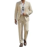 COOFANDY Men's 2 Piece Suits Classic Fit 2 Button Casual Suits Sets Blazer Jacket and Dress Pants for Wedding Business Prom