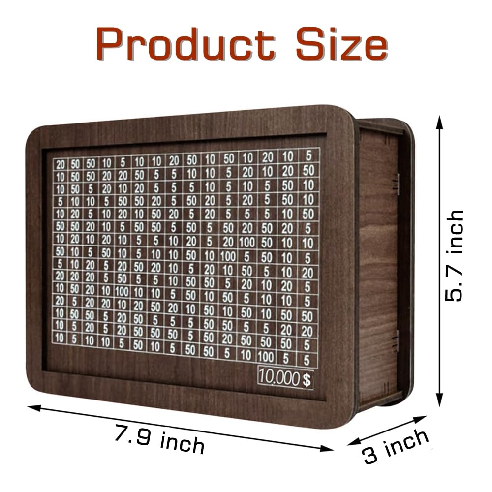 Cash Vault Wooden Savings Box,Piggy Bank for Adults Kids,3D Puzzle Coin Bank with Counting Target,Timber Savings Goals for Boys Grils Money Box (10000 Dollar)