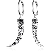 Viking Earring Sterling Silver Viking Hoop Earrings Men Norse Jewelry Gifts for Men Women