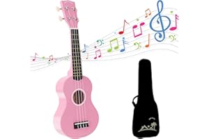 POMAIKAI Soprano Ukulele for Beginner 21 Inch Hawaii Guitar Starter Ukelele Wood Uke Soprano Uke with Gig Bag (Pink)