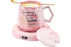 BSIGO Coffee Mug Warmer & You are Awesome Mug Set, Smart Heated Electric Cup Warmer for Desk Office, 4 Temperature Control Beverage Tea Coffee Warmer, 8 Hrs Auto Shut Off Candle Plate, Ideal Gifts for Women