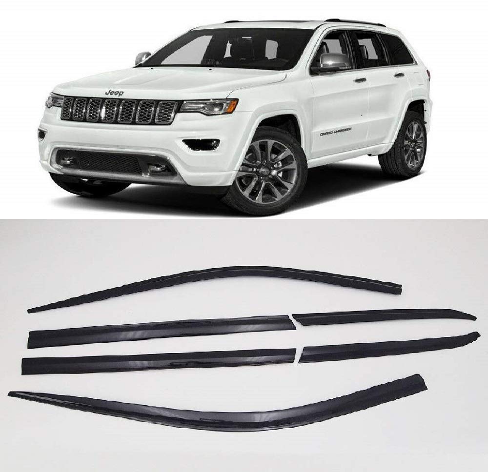 AUTOCLOVER Dark Smoke Side Window Vent Visor 6 Piece Set for Jeep Grand Cherokee 2015 2016 2017 2018 2019 / Safe RAIN Out-Channer Guard Deflector [Renewal]