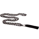 KIKILA Mala Beads 108 Natural Stone GemStones Japamala Yoga Meditation Hand Knotted Beaded Tassel Necklace for Women Men
