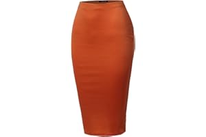 SSOULM Women's Work Office Stretchy Fitted Midi Pencil Skirt with Slit and Plus Size