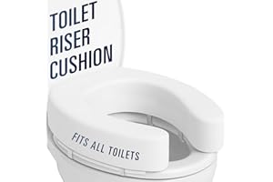 Vive Toilet Seat Riser Cushion for Seniors - Universal Fit - Raised Toilet Seat with High-Density Foam for Elongated & Standard - Firm Handle, Cushioned & Padded - Elevated Medical Handicap Lifter