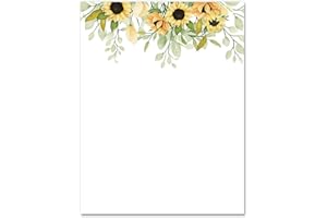 GENERIC AnyDesign 60 Pack Sunflower Stationery Letterhead Paper Watercolor Spring Summer Floral Letter Paper Writing Paper Notes Greeting Paper for Wedding Birthday Office Printing, 8.5 x 11 Inch
