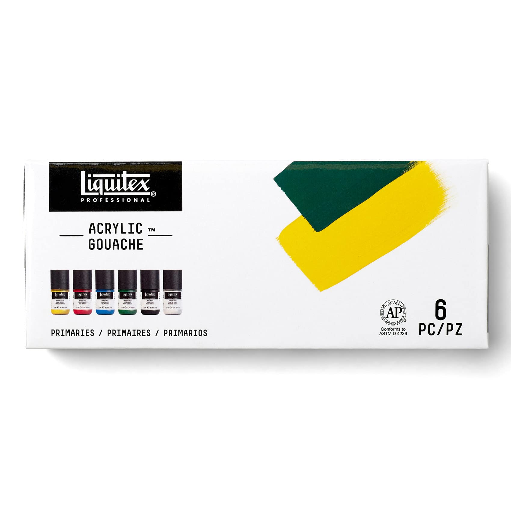 Liquitex Professional Acrylic Gouache Set, 6 Pieces, Primary, 22 ml, 132