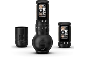 Ambition Rotary Tattoo Gun, Ninja Max 280 Wireless Tattoo Pen Machine with 280 g.cm Torque Brushless Motor, 7 Adjustable Stroke 2.4-4.5mm, Dual 2400mAh Batteries 54mm & 34mm Grips Tattoo Supply