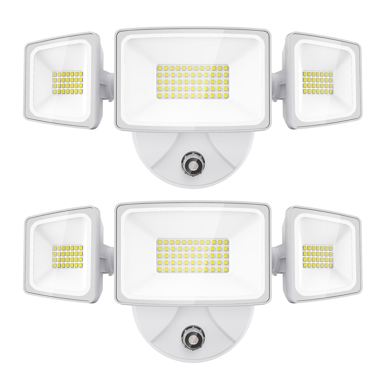 Photo 1 of Onforu 55W LED Dusk to Dawn Outdoor Lighting, 2 Packs 6000LM Exterior Flood Lights, IP65 Waterproof Outdoor 3 Adjustable Heads Photocell White Lights Fixture, 6500K Daylight White Floodlights