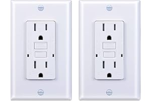 3GRACE 15 Amp GFCI Outlet, Tamper-Resistant, Weather Resistant Receptacle Indoor or Outdoor Use, LED Indicator with Decor Wall Plates and Screws，UL Listed, White (2 Pack)