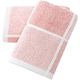 sense gnosis Pink Hand Towel Set of 2 100% Cotton Checkered Pattern Super Soft Highly Absorbent Decorative Hand Towels for Bathroom 13 x 29 Inch