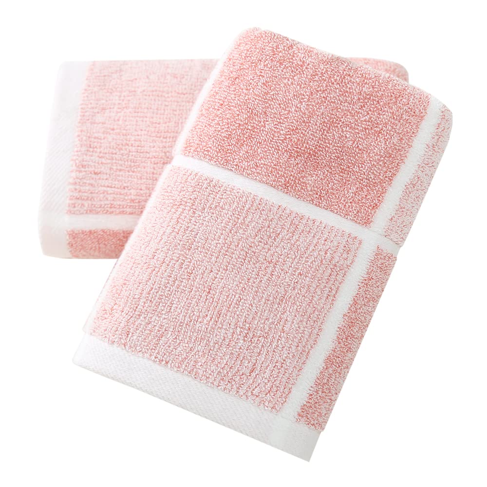 sense gnosis Pink Hand Towel Set of 2 100% Cotton Checkered Pattern Super Soft Highly Absorbent Bathroom Towels 13 x 29 Inch