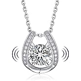 MomentWish Necklace for Women, Sparkling Gift for Her, 1Carat Moissanite Heart Pendent for Her, 925 Sterling Silver Dance Necklace for Anniversary Christmas Valentines