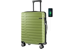 EMPSIGN Hardside Expandable Carry On Luggage Airline Approved, Carry On Suitcase with Spinner Wheels & Built-in TSA Lock, Durable Suitcase Rolling Luggage, Carry-On 20-Inch, Green