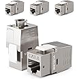 VCE RJ45 Cat8 Shielded Keystone Jacks, 40Gbps 180-Degree Easy Toolless Modular Jacks for 22 to 24 AWG Solid or Stranded S/FTP