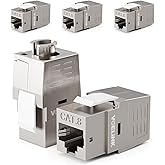 VCE RJ45 Cat8 Shielded Keystone Jacks, 40Gbps 180-Degree Easy Toolless Modular Jacks for 22 to 24 AWG Solid or Stranded S/FTP