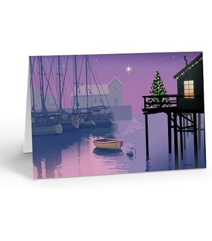 Stonehouse Collection Weihnachtskarten Seattle Ferry – 12 Karten Mit Umschlägen, 4.5x6.25 Zoll, Glänzend-matt