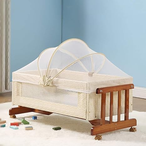 wooden travel cot