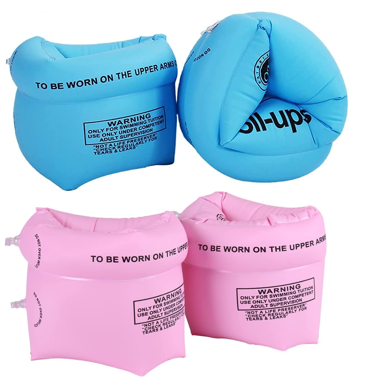 4 Pack Inflatable Swimming Armbands, Thickened Float Roll up Sleeves for Children Adult Kids learning Swimming, Swimming Arm Floats Pool Arm Bands Float Swimming Ring Roll Up Armbands for Kids Adults