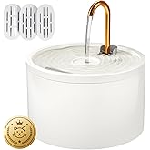 DOOOB Ceramic Cat Water Fountain, 2.1L/71oz Ceramic Cat Fountain, Automatic Ceramic Water Fountain for Cats, Pet Water Fountain with Ultra-Quiet Pump and 3 Filters & 3 Sponges (White)