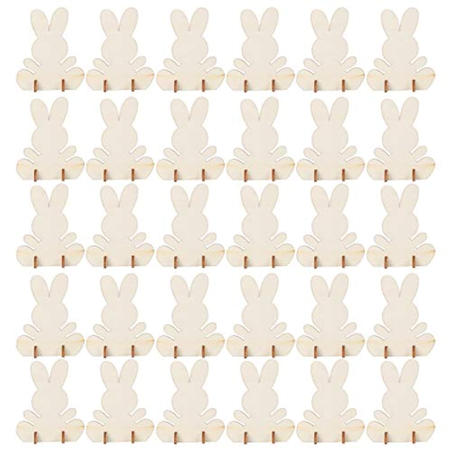 90Pcs Rabbit Wooden Bunny Rabbit Standing Decoration Cutout Figure Model Bunny Ornament Unfinished Wood DIY Home Decoration 3D Ornament