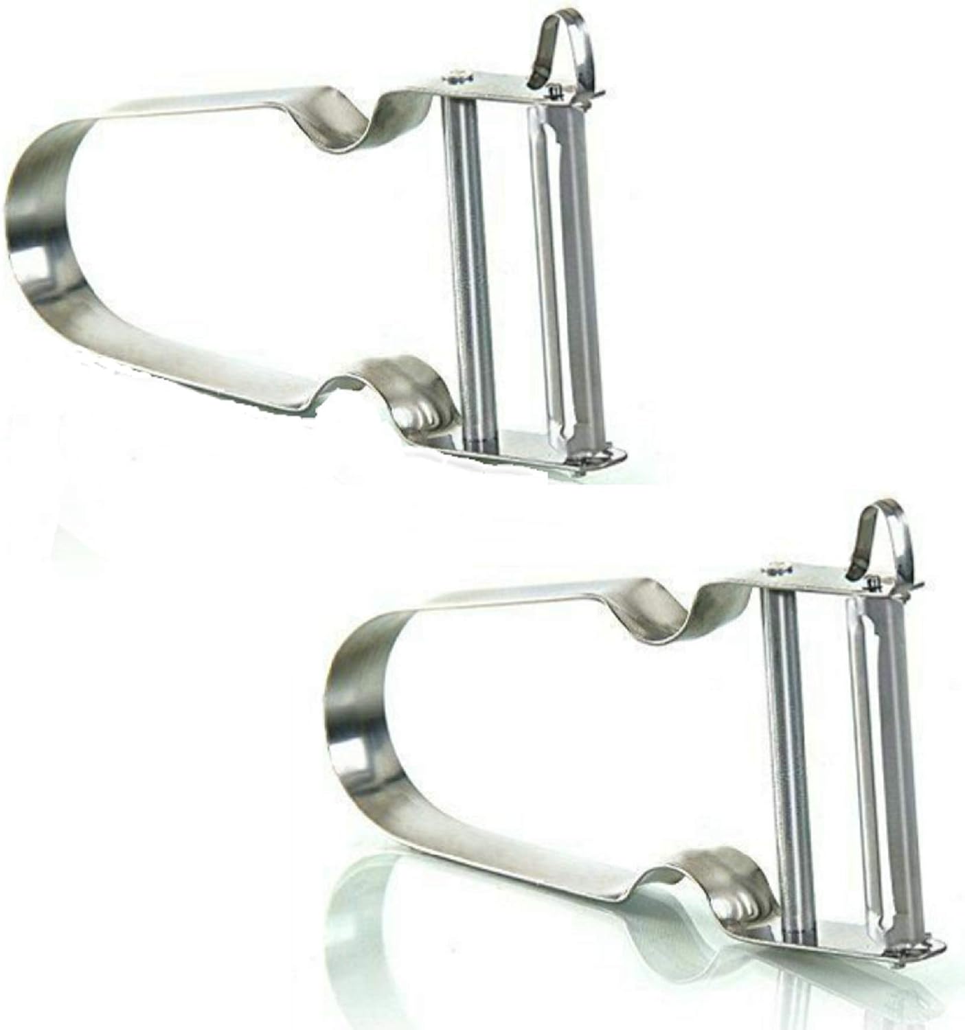 2X MIDHILL Stainless Steel French Potato Peeler - Easy Vegetable and Fruit Peeler, Silver