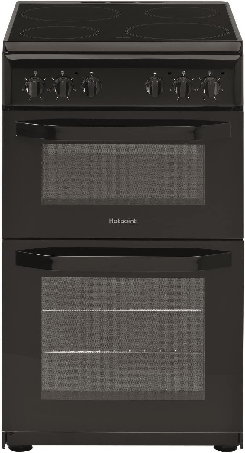Hotpoint HD5V92KCB 50cm Double Cavity Electric Cooker Black Ceramic Hob