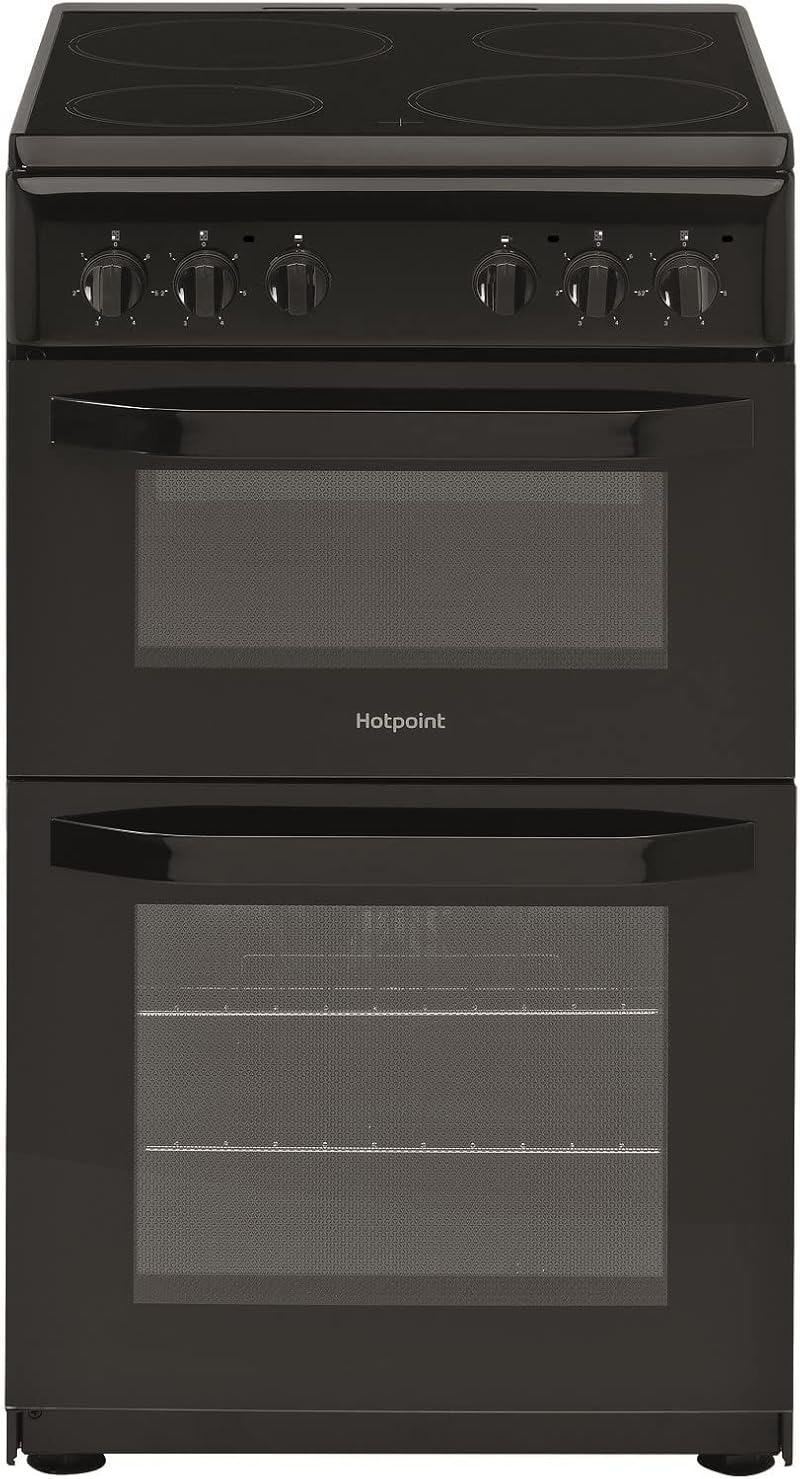 Hotpoint HD5V92KCB 50cm Double Cavity Electric Cooker Black Ceramic Hob
