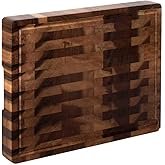 FlareBlock Walnut Wood Cutting Board 17x13x1.2'', Butcher Block Wooden Cutting Boards for Kitchen, Premium Walnut Cutting Board with Juice Groove, End Grain Cutting Board with Built-in Handle